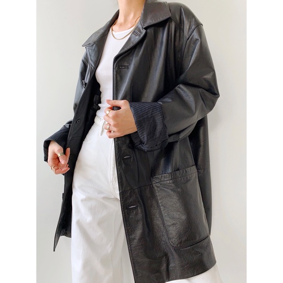 ‼️SOLD on Depop‼️ Vintage Danier genuine leather oversized jacket - Picture 2 of 7